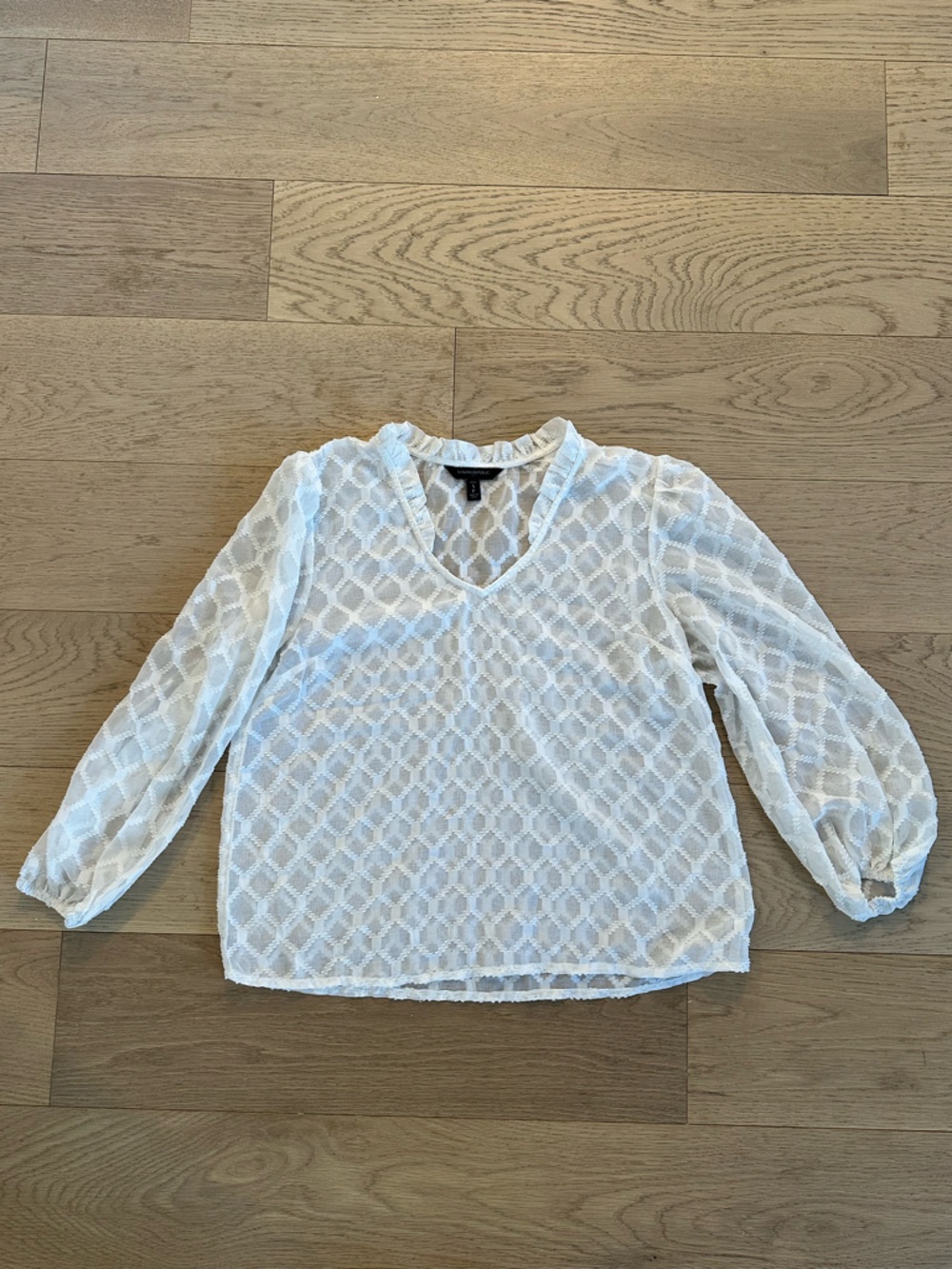 Banana Republic White Sheer V-Neck Blouse